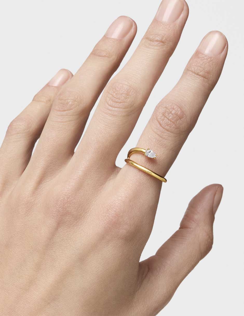 Anillo con gema Tous Lio LGD P 925 de plata diamante con baño de oro