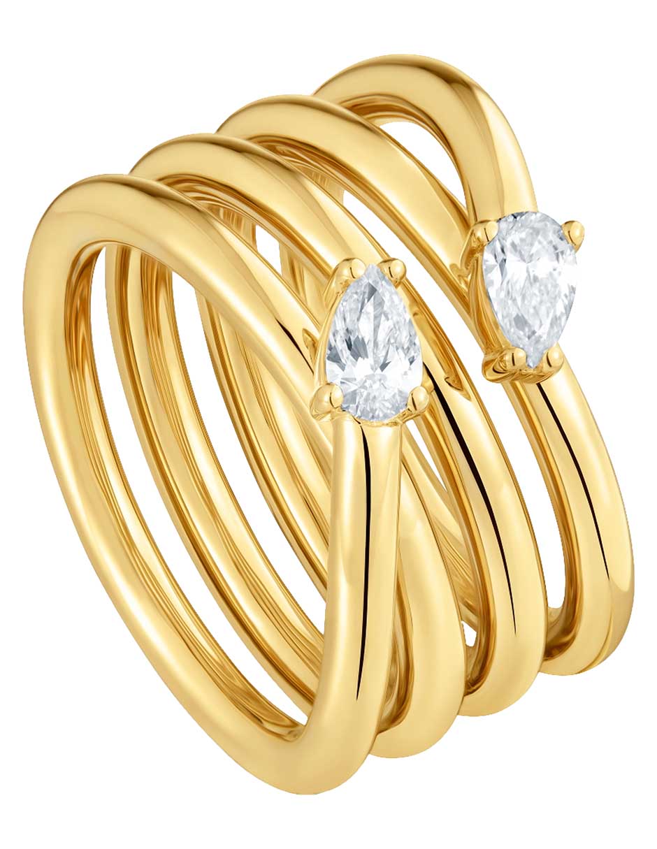 Anillo con gema Tous Lio LGD P 925 de plata diamante baño de oro