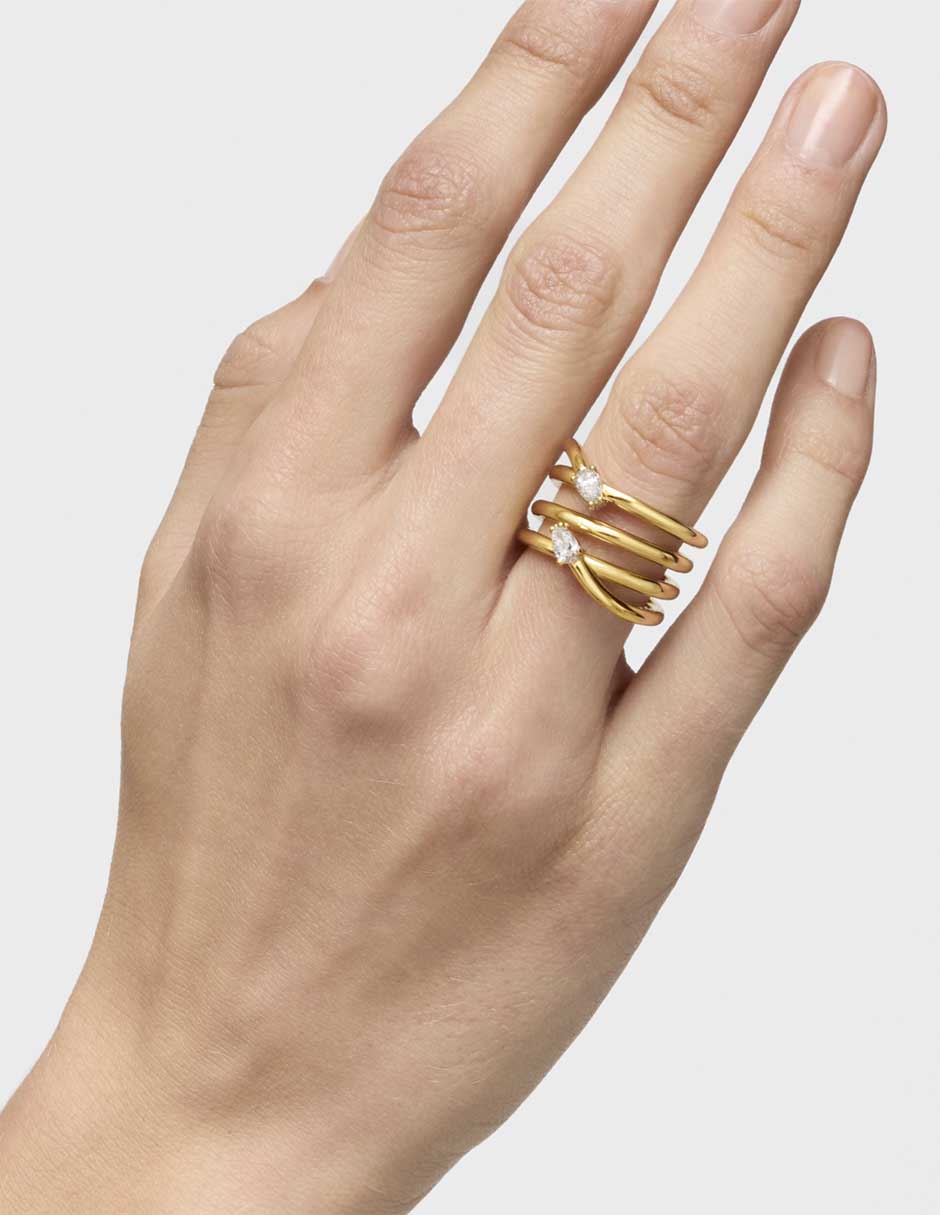 Anillo con gema Tous Lio LGD P 925 de plata diamante baño de oro