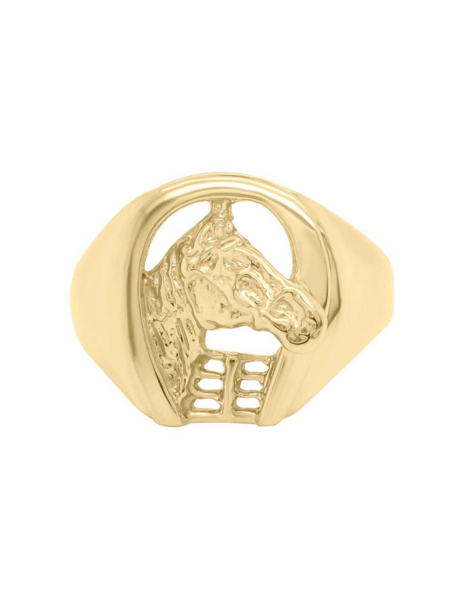 Anillo de caballo 14 k de oro brillante