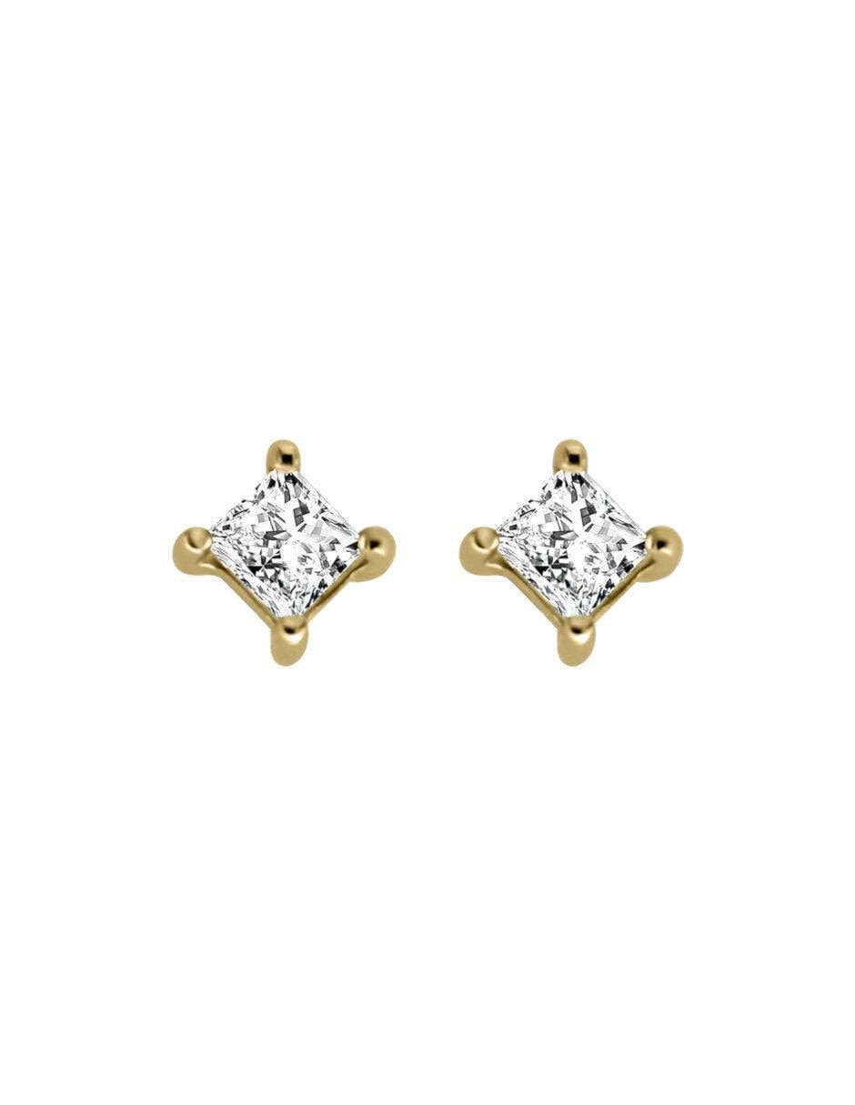 Aretes de rombo de oro 14 K con acabado brillante diamante Aretes de rombo de oro 14 K con acabado brillante diamante