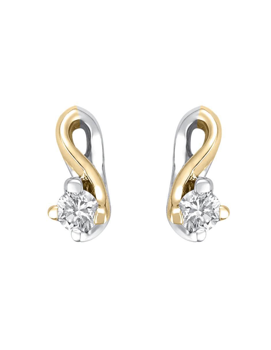 Aretes de oro 14 K con acabado brillante diamante