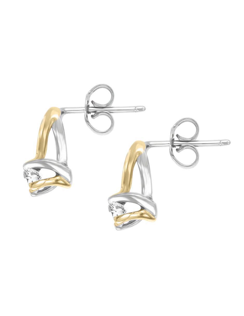 Aretes de oro 14 K con acabado brillante diamante 2