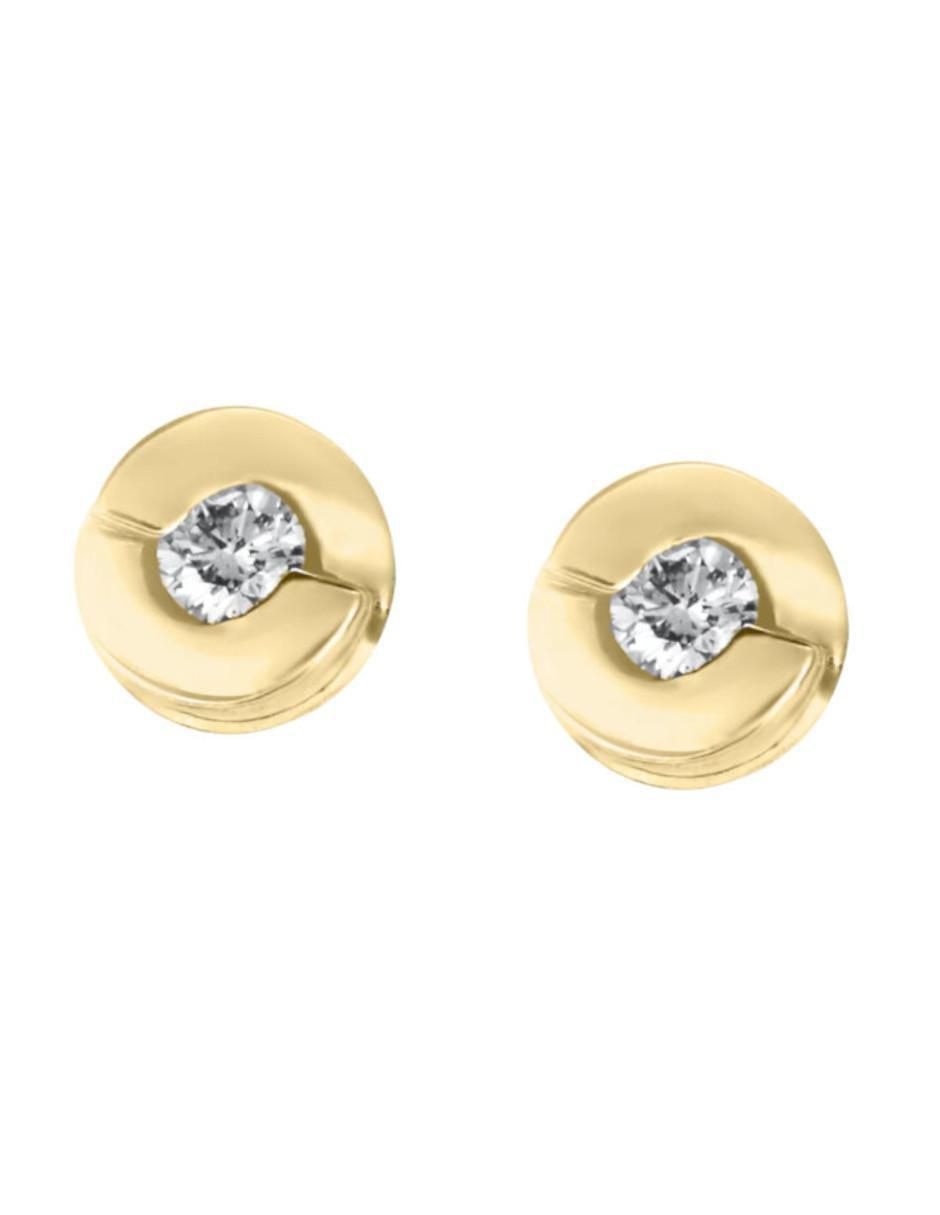 Broqueles redondos de oro 14 K con acabado brillante diamante Broqueles redondos de oro 14 K con acabado brillante diamante
