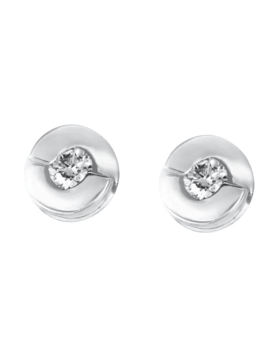 Broqueles redondos de oro 14 K con acabado brillante diamante 1