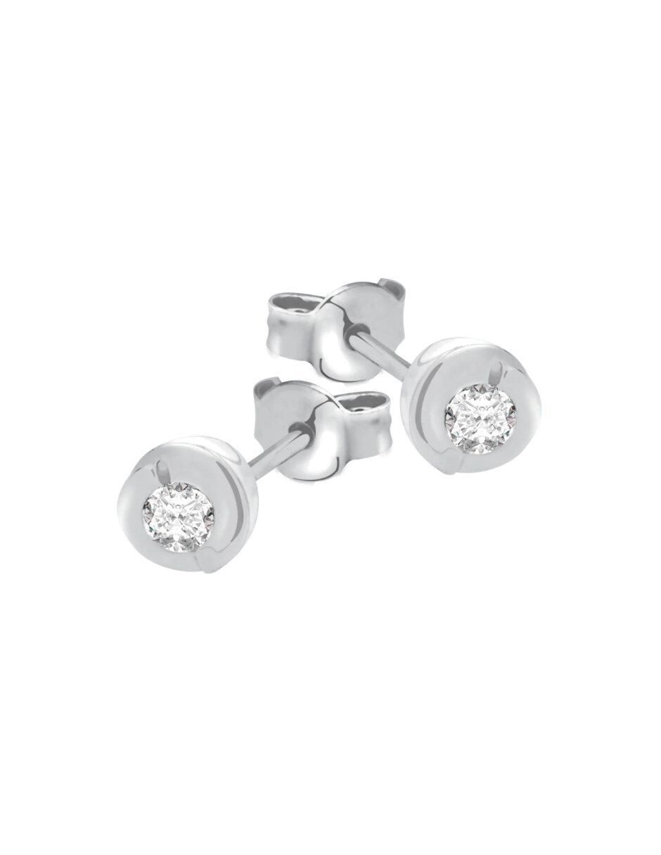 Broqueles redondos de oro 14 K con acabado brillante diamante 2