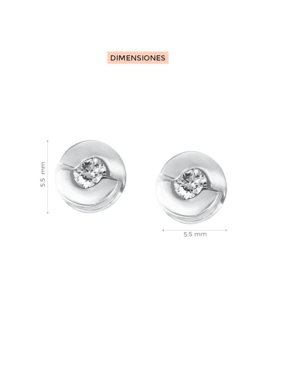 Broqueles redondos de oro 14 K con acabado brillante diamante 3