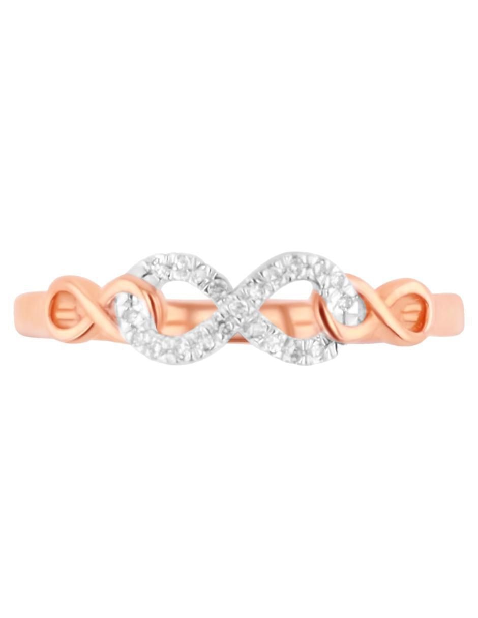 Anillo de infinito 14 k de oro rosa diamante brillante Anillo de infinito 14 k de oro rosa diamante brillante