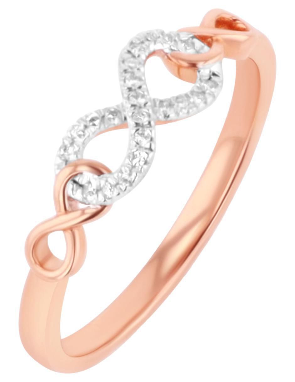 Anillo de infinito 14 k de oro rosa diamante brillante 2