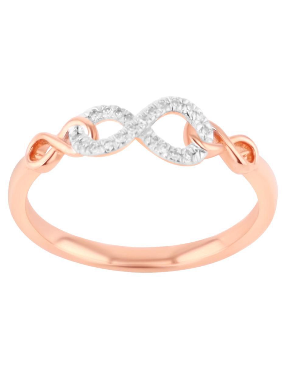 Anillo de infinito 14 k de oro rosa diamante brillante