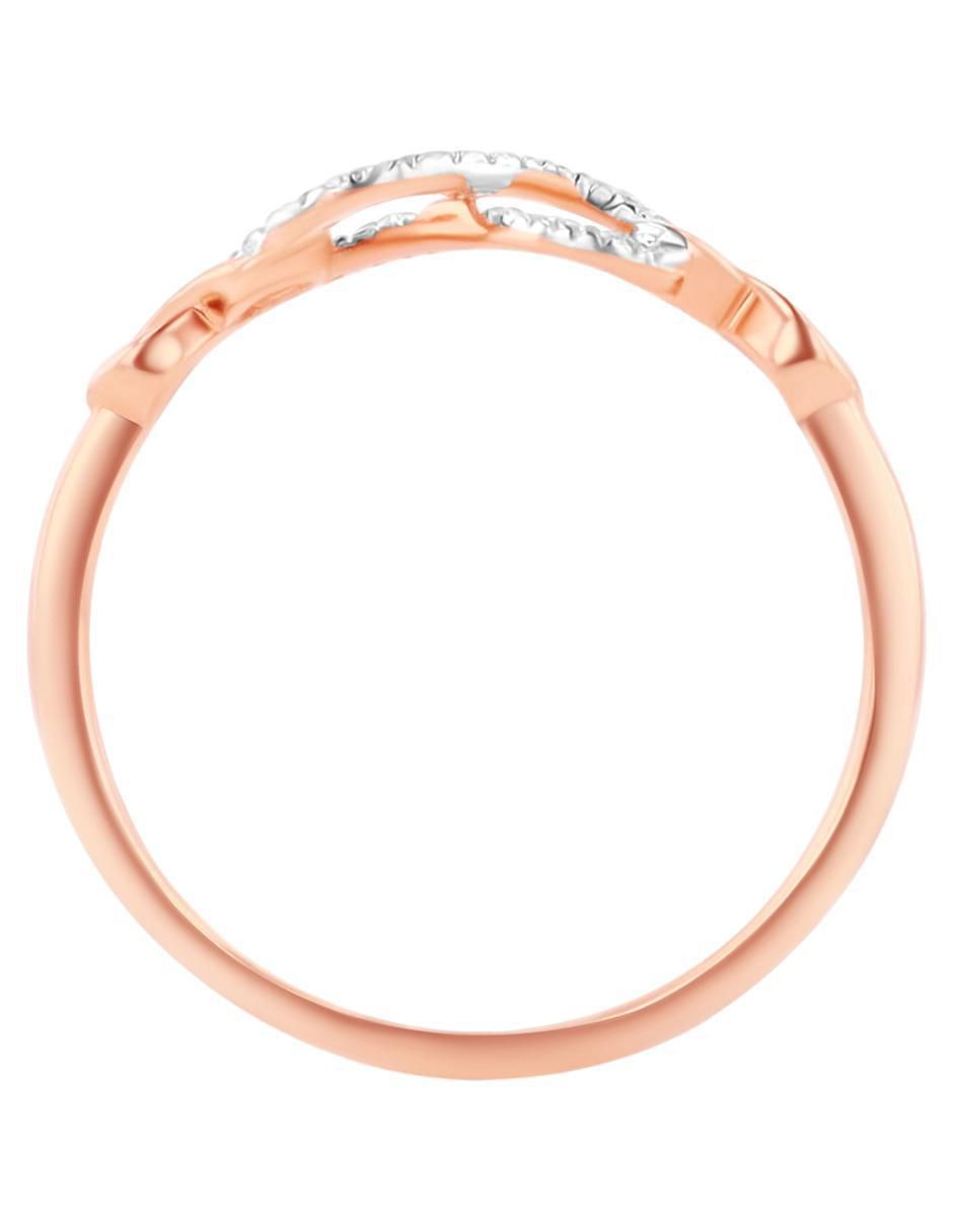 Anillo de infinito 14 k de oro rosa diamante brillante