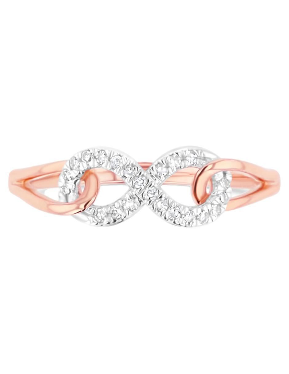 Anillo de infinito 14 k de oro rosa diamante brillante