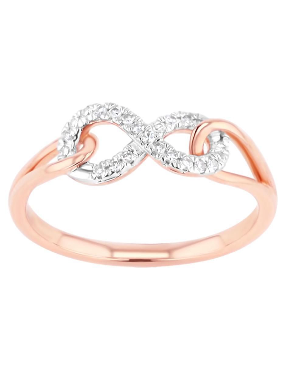 Anillo de infinito 14 k de oro rosa diamante brillante