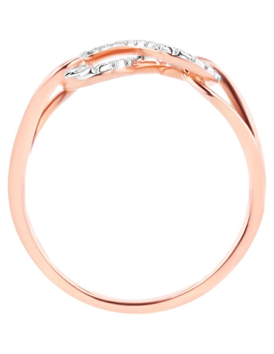 Anillo de infinito 14 k de oro rosa diamante brillante