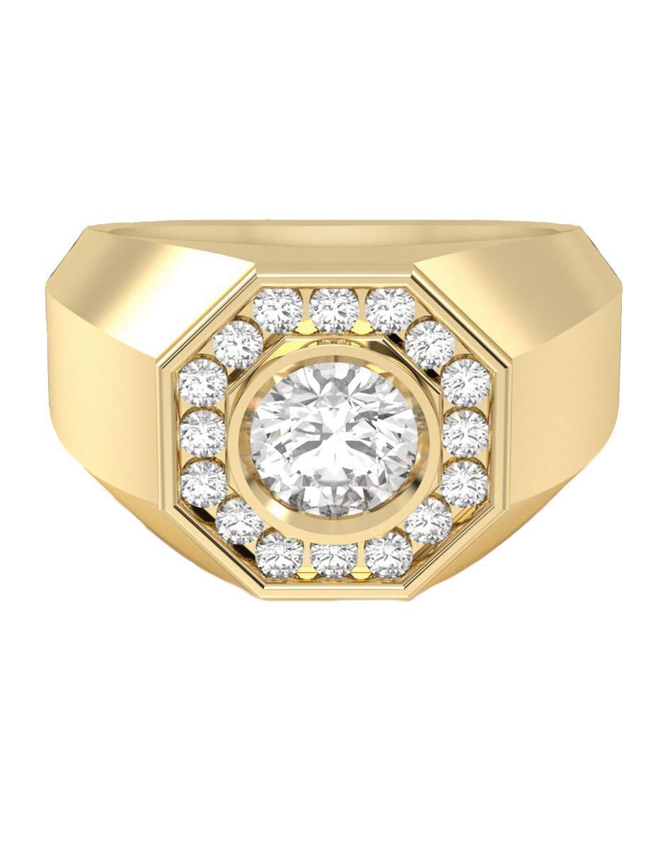 Anillo de octagonal 10 k de oro zirconia brillante 1