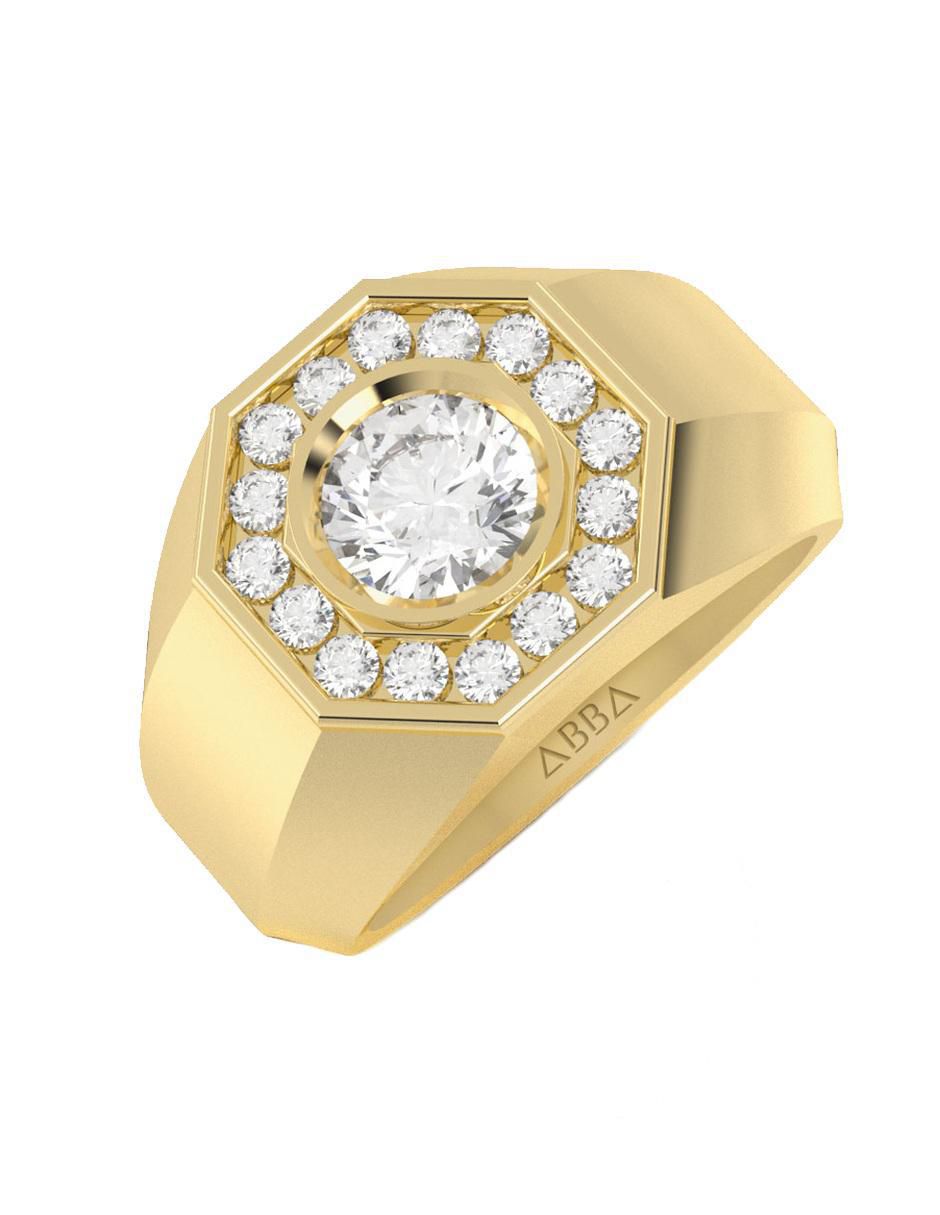Anillo de octagonal 10 k de oro zirconia brillante 5