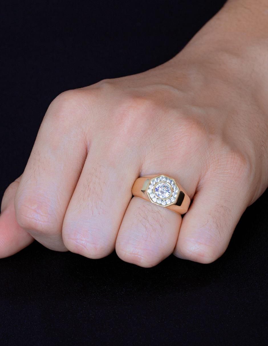 Anillo de octagonal 10 k de oro zirconia brillante 4