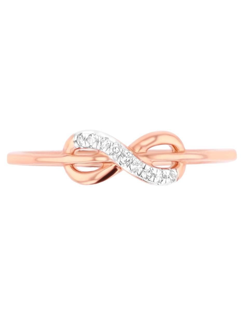 Anillo de infinito 14 k de oro rosa diamante brillante Anillo de infinito 14 k de oro rosa diamante brillante