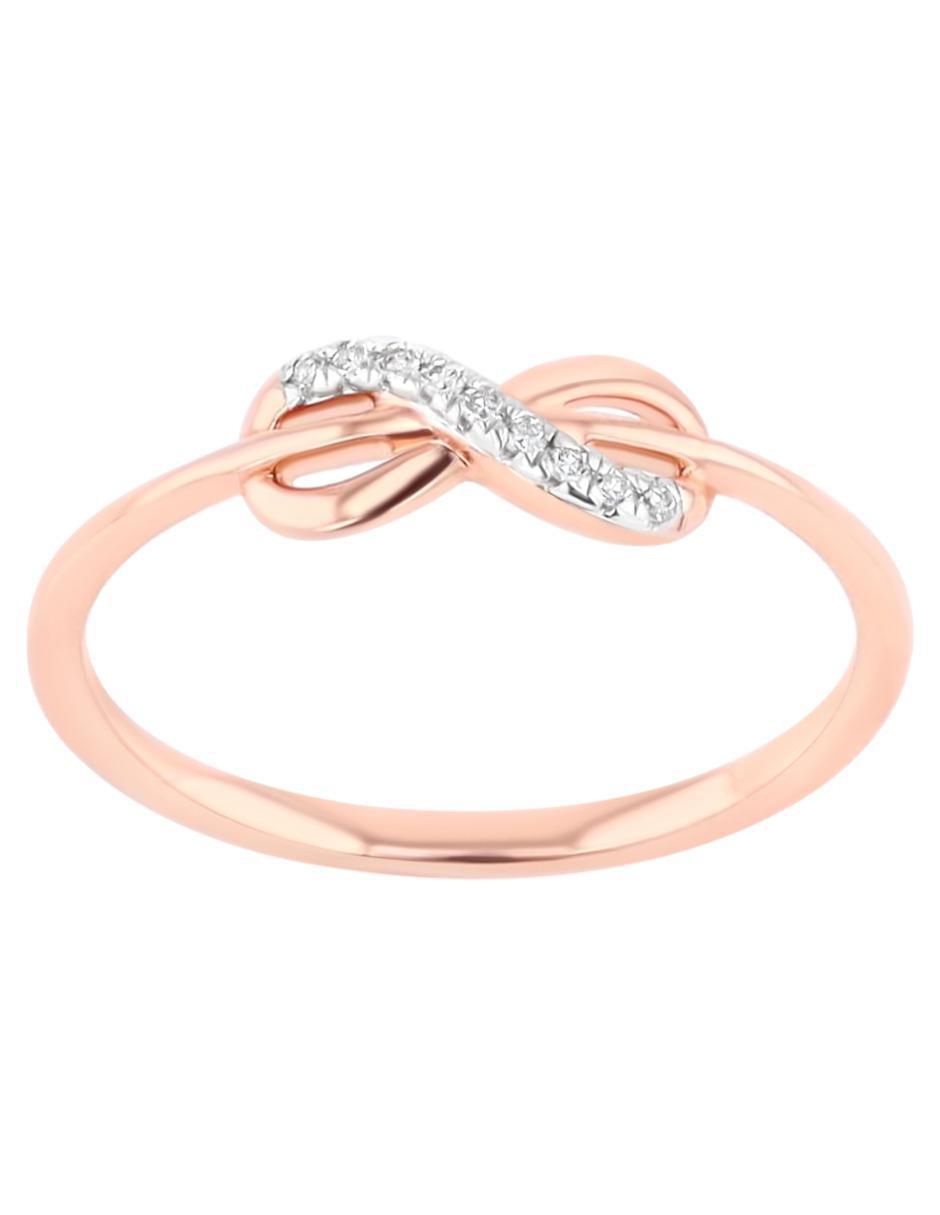 Anillo de infinito 14 k de oro rosa diamante brillante