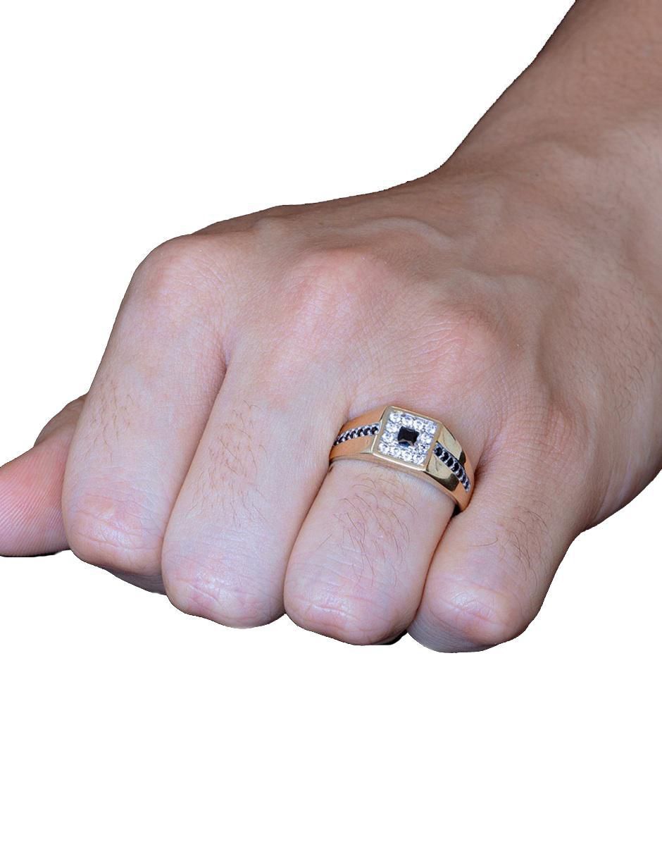 Anillo cuadrada 10 k de oro zirconia brillante 5