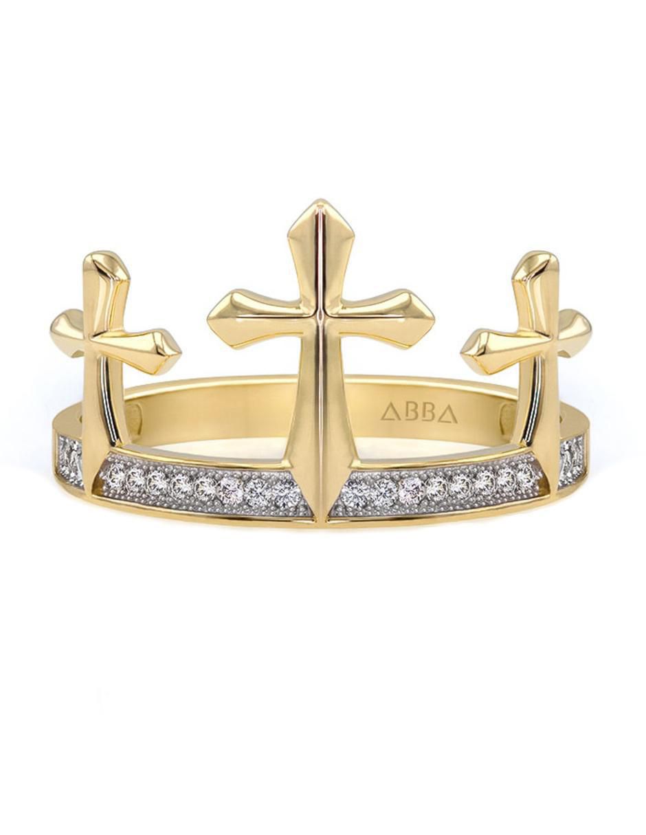 Anillo de corona 10 k de oro zirconia brillante Anillo de corona 10 k de oro zirconia brillante