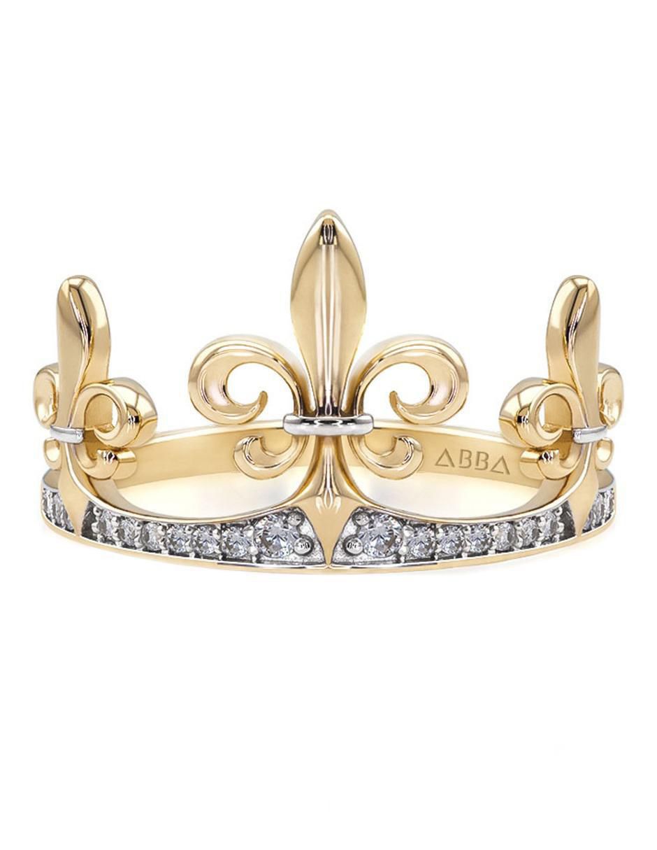 Anillo de corona 10 k de oro zirconia brillante Anillo de corona 10 k de oro zirconia brillante