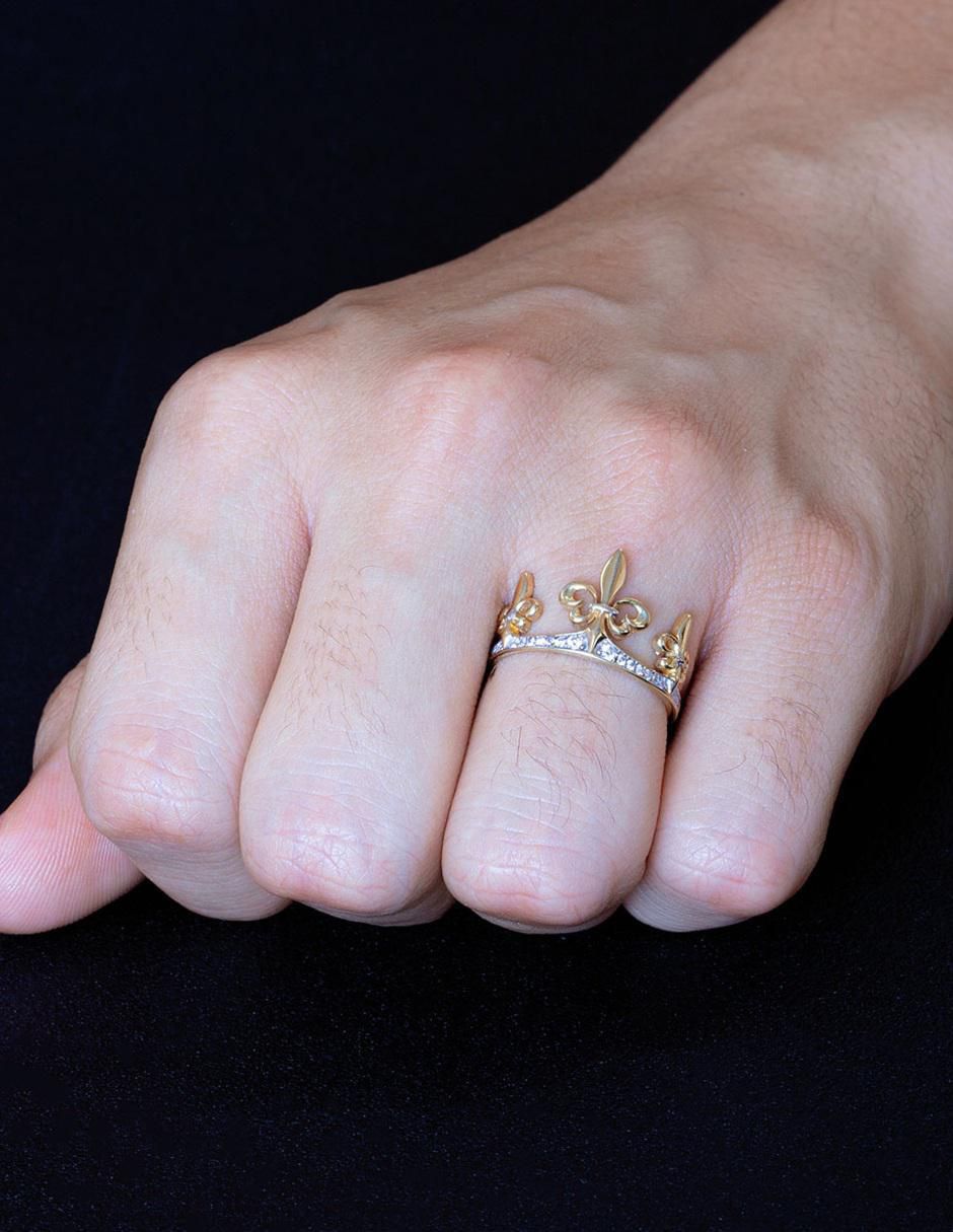 Anillo de corona 10 k de oro zirconia brillante 2
