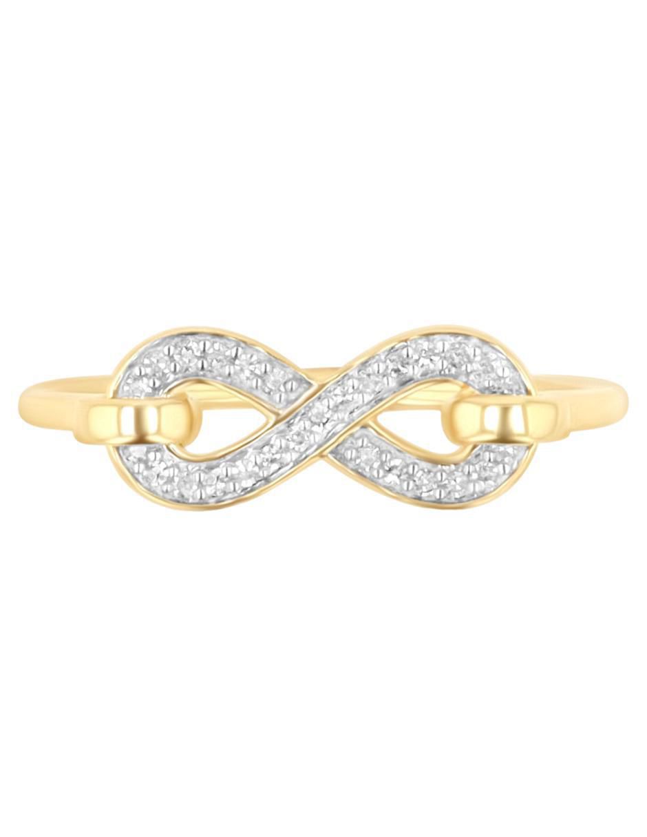 Anillo de infinito 14 k de oro amarillo diamante brillante Anillo de infinito 14 k de oro amarillo diamante brillante