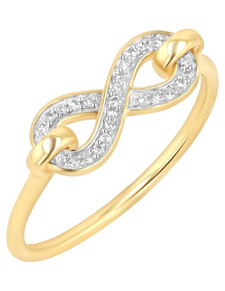 Anillo de infinito 14 k de oro amarillo diamante brillante 2