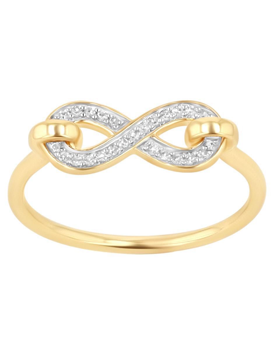 Anillo de infinito 14 k de oro amarillo diamante brillante