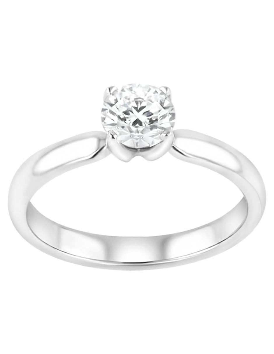 Solitario de oro blanco 14 k diamante