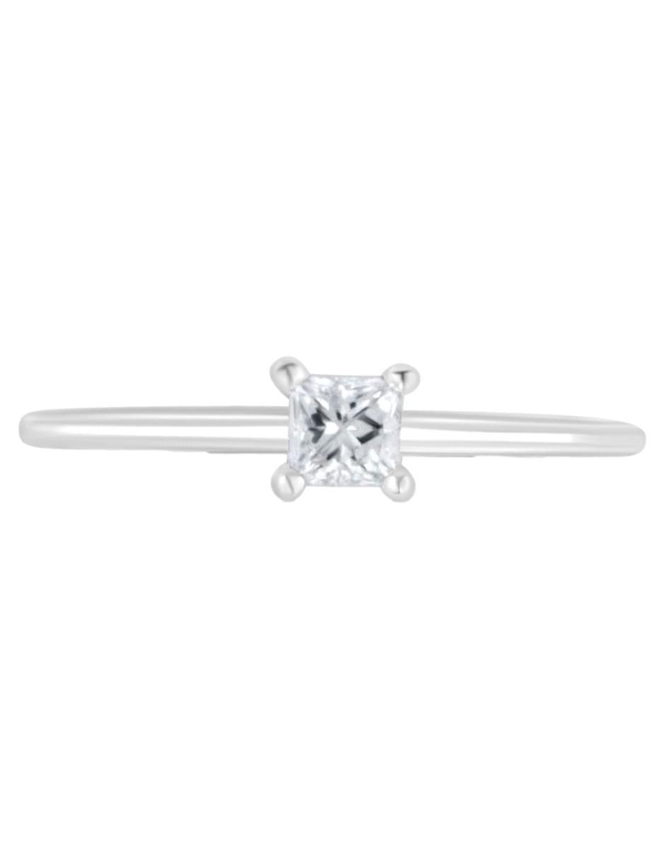 Solitario de oro blanco 14 k diamante