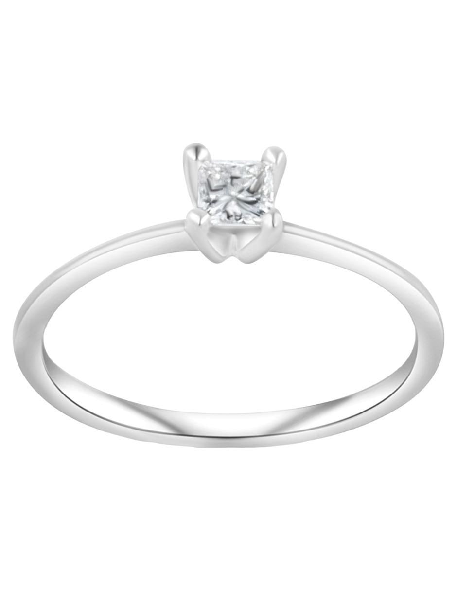 Solitario de oro blanco 14 k diamante