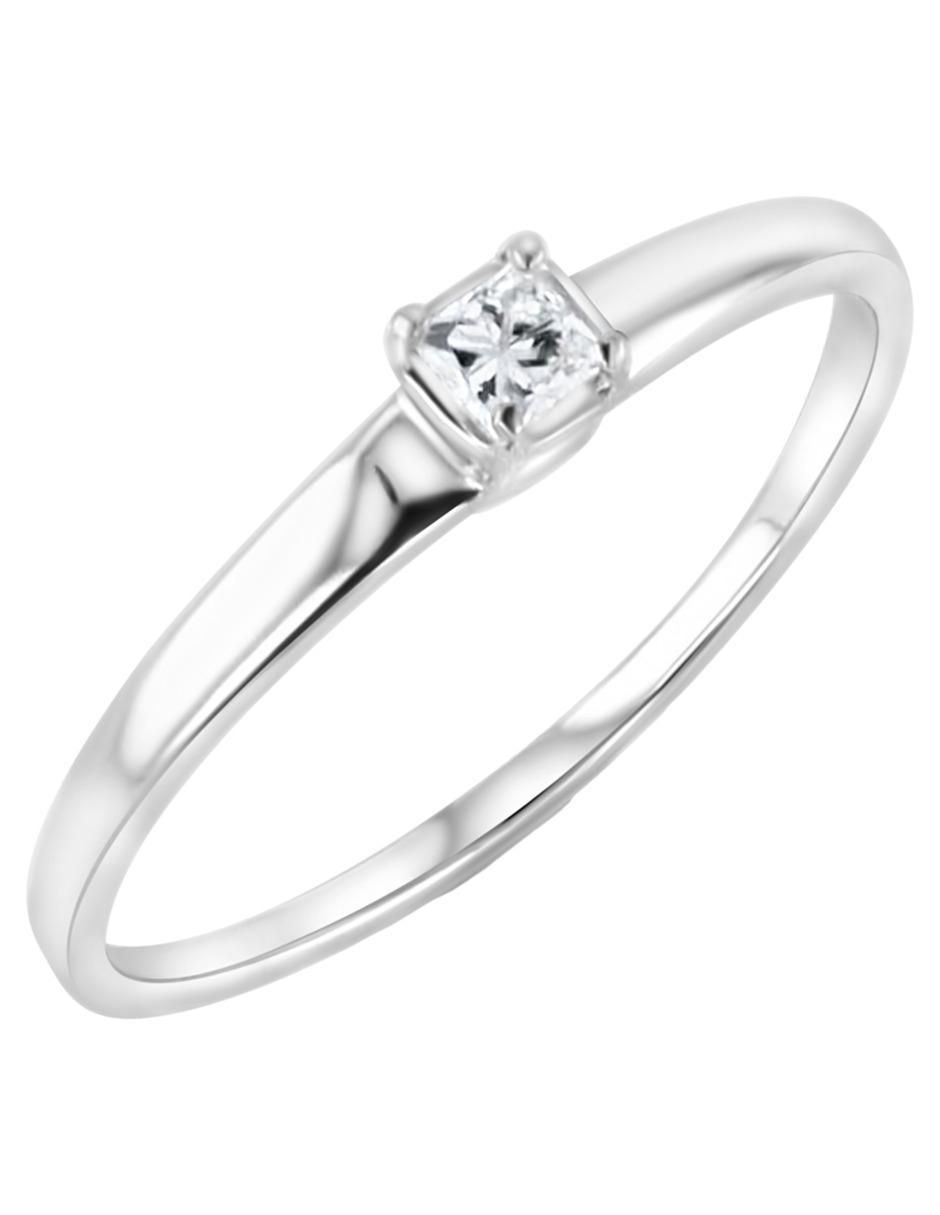 Solitario de oro blanco 14 k diamante 2