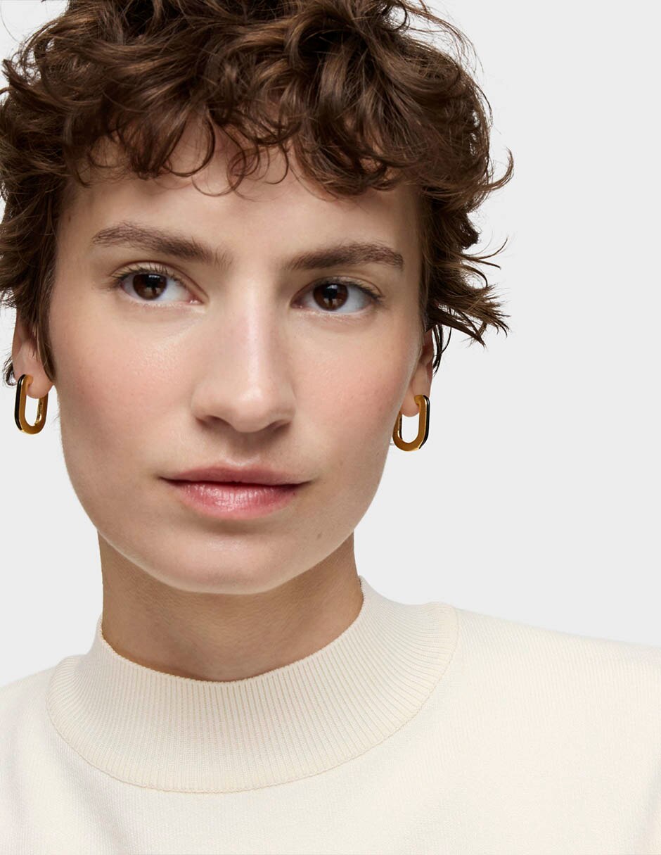 Aretes de aro de plata P 925 ónix 4