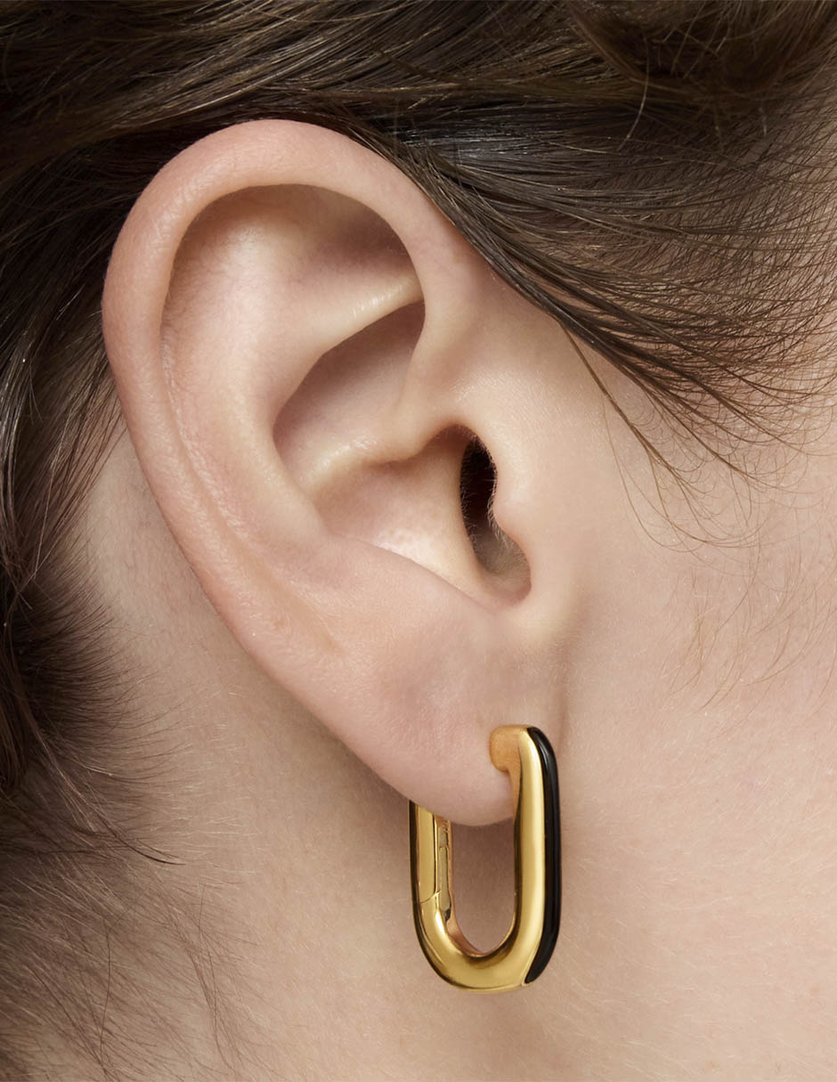 Aretes de aro de plata P 925 ónix 6