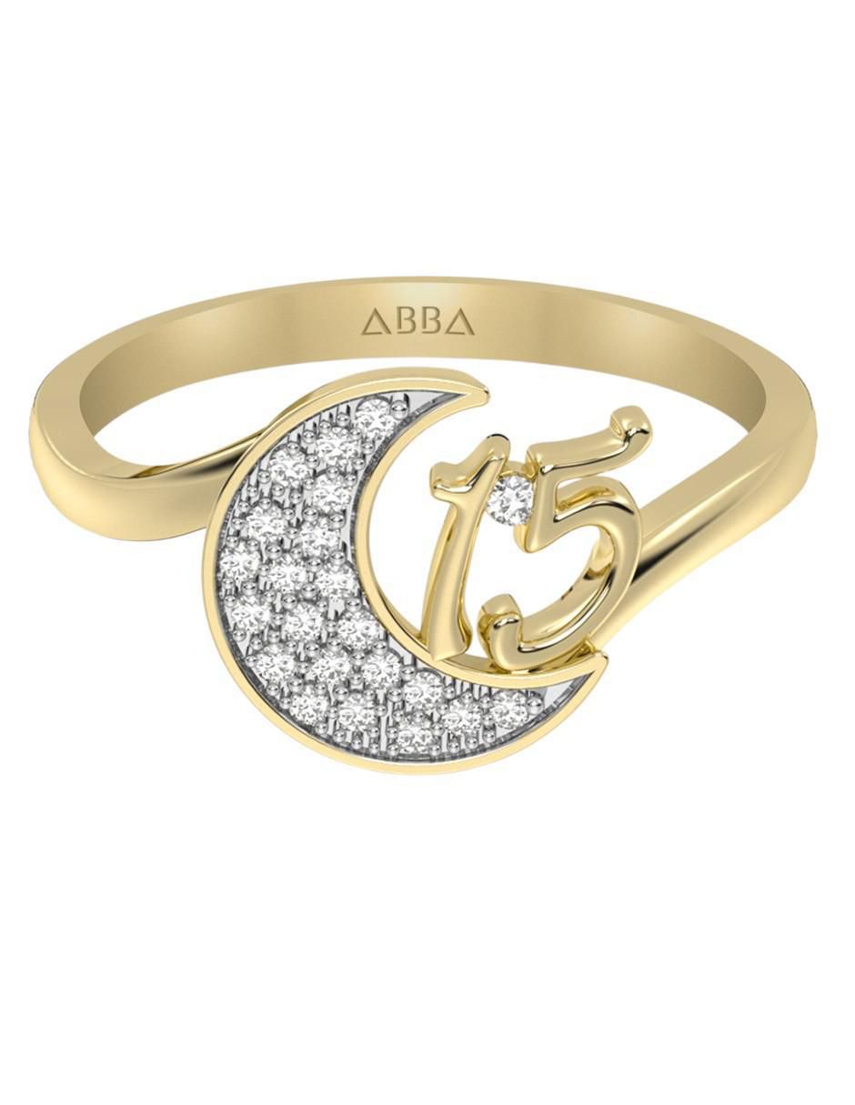 Anillo de luna 10 k de oro zirconia brillante Anillo de luna 10 k de oro zirconia brillante