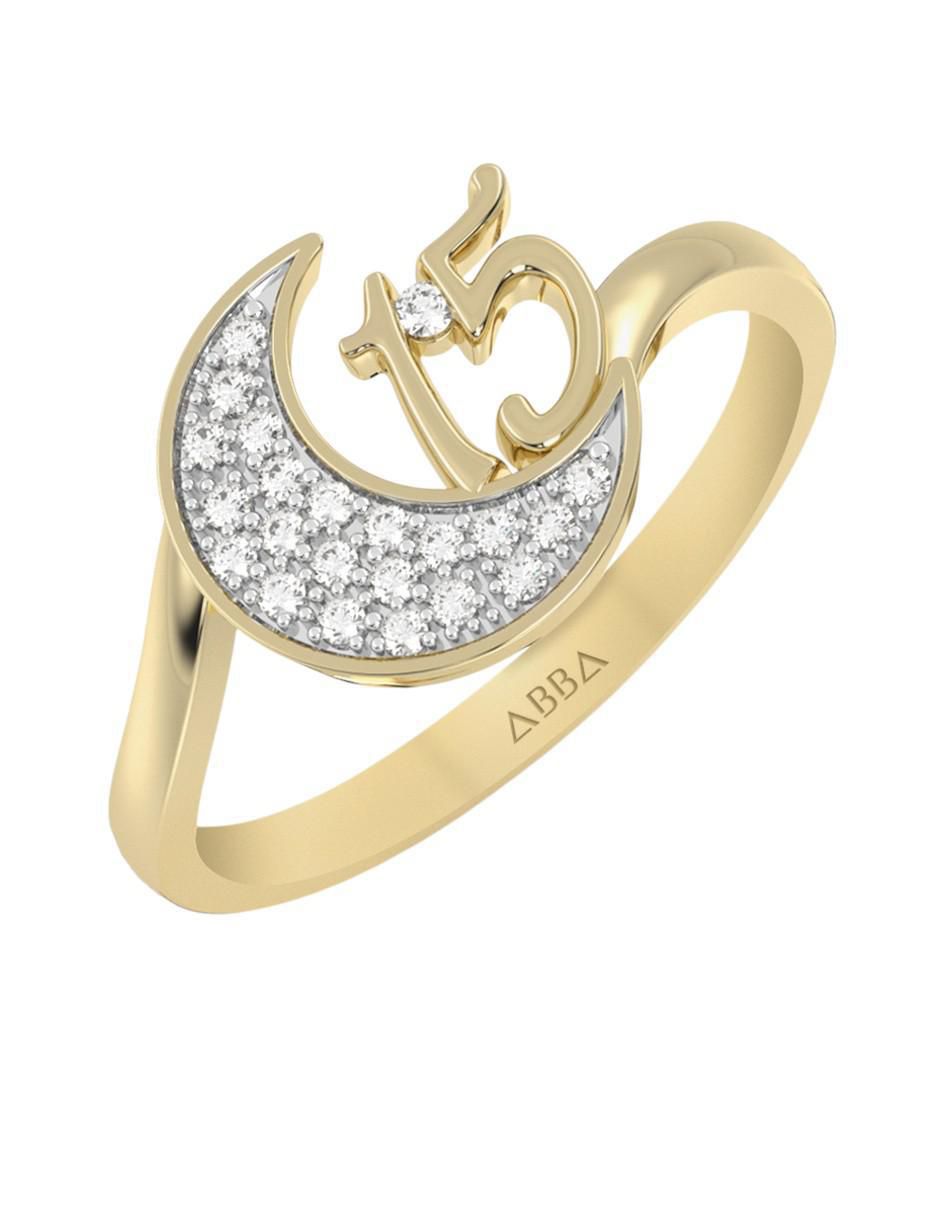 Anillo de luna 10 k de oro zirconia brillante 5