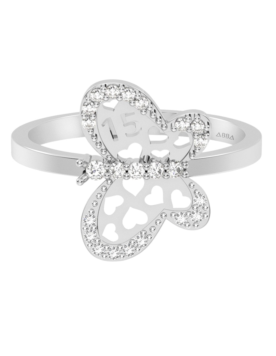 Anillo de mariposa 10 k de oro zirconia brillante Anillo de mariposa 10 k de oro zirconia brillante