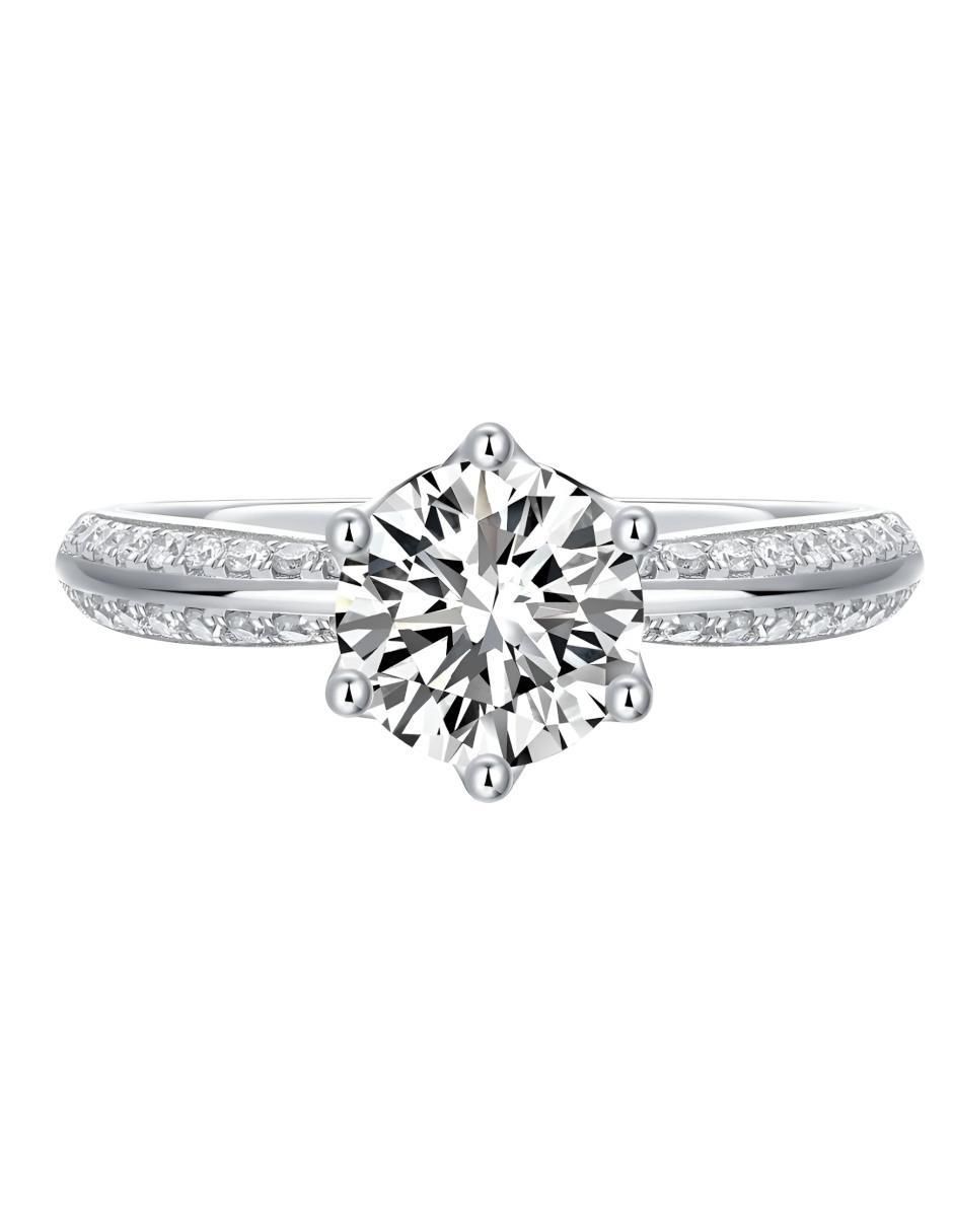 Anillo de compromiso de plata P 925 moissanita