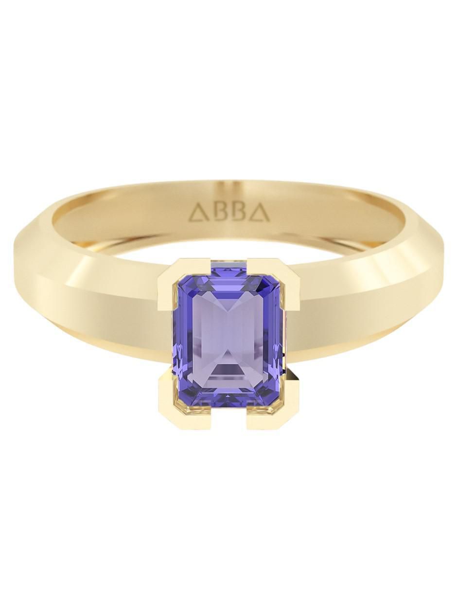 Anillo rectangular 10 k de oro zirconia brillante Anillo rectangular 10 k de oro zirconia brillante