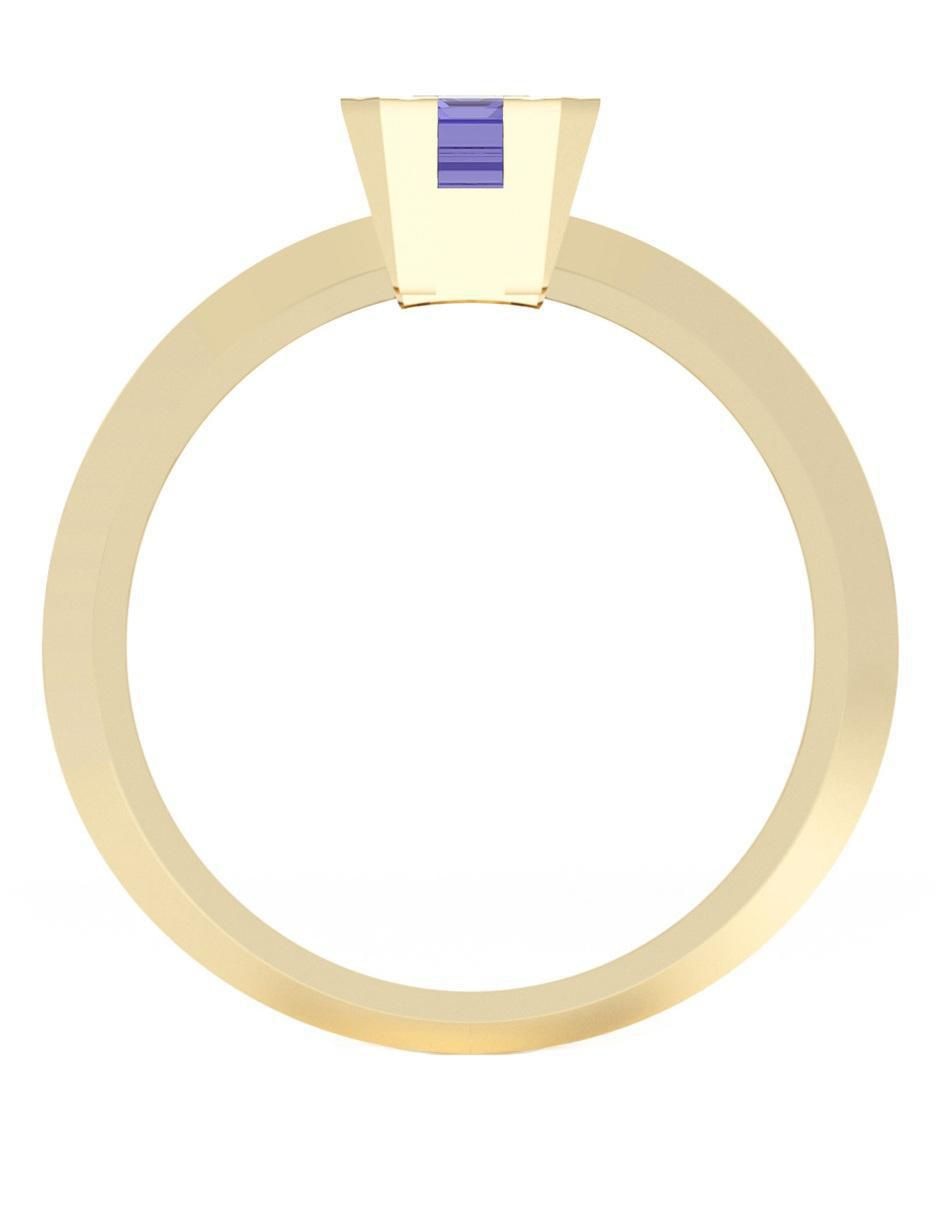 Anillo rectangular 10 k de oro zirconia brillante 5