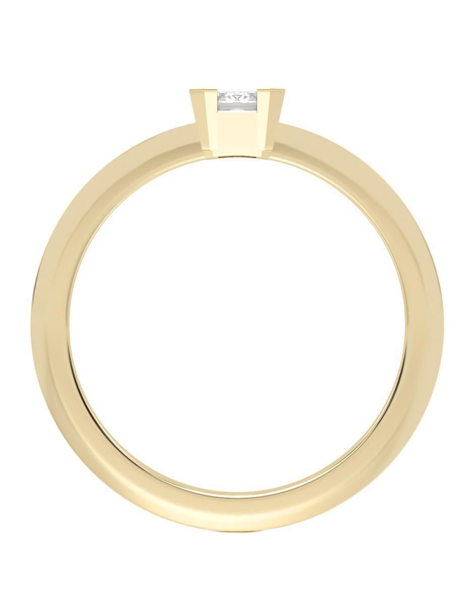 Anillo rectangular 14 k de oro zirconia brillante 5