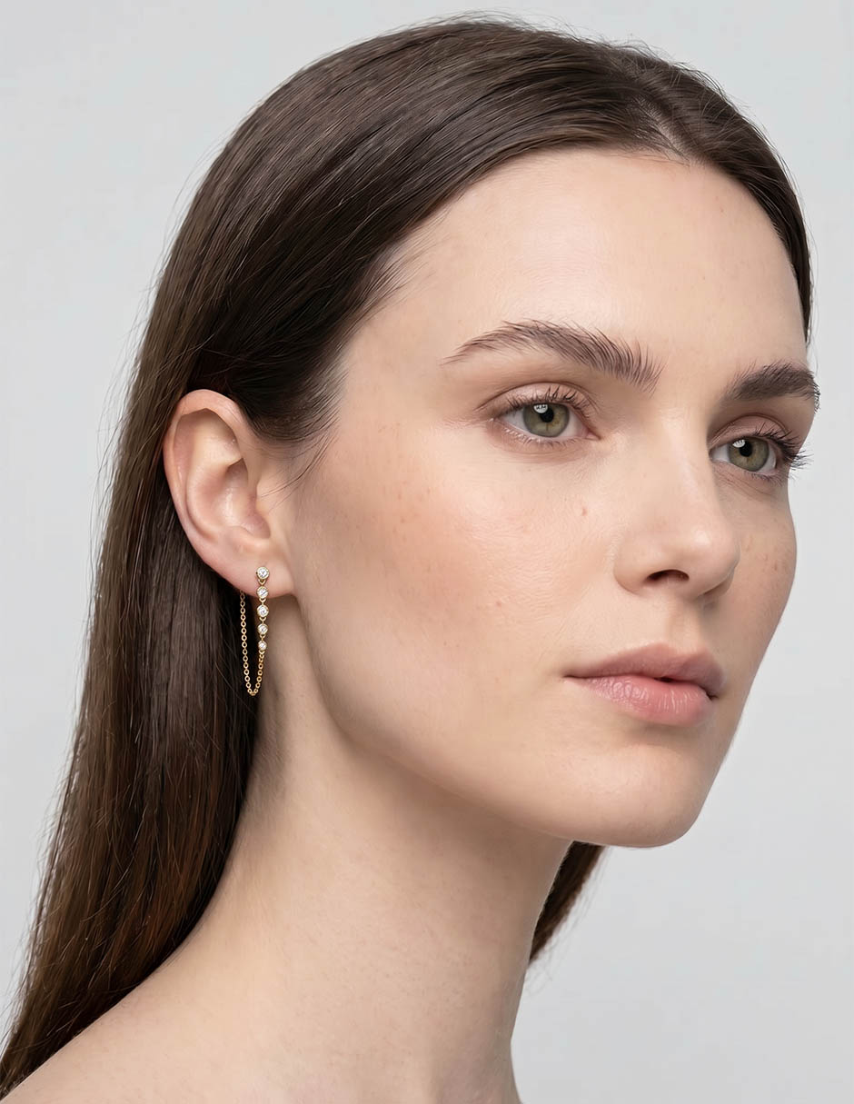Aretes Cortos 14 K Acabado Brillante 4