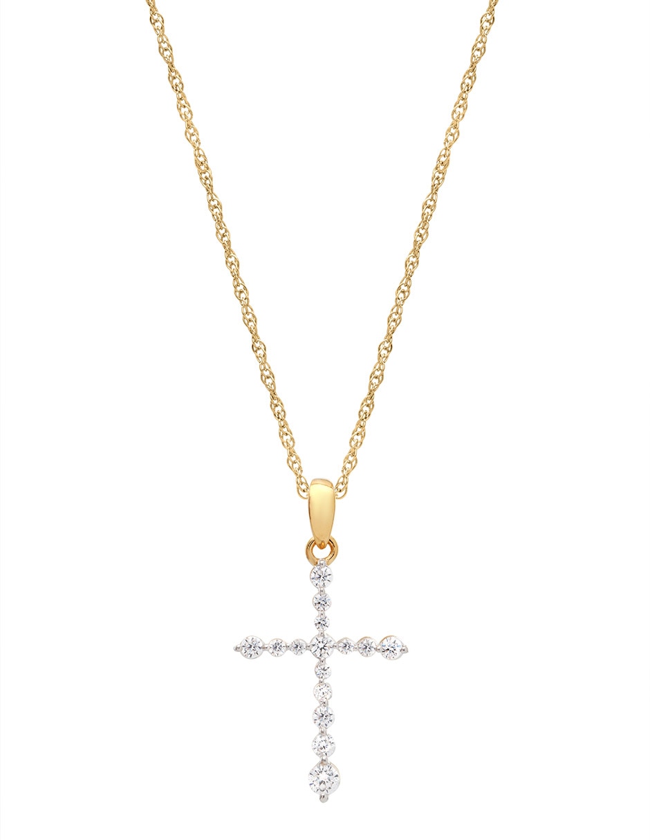 Collar de cruz Mjj Brilliant Inc de Oro 14 K
