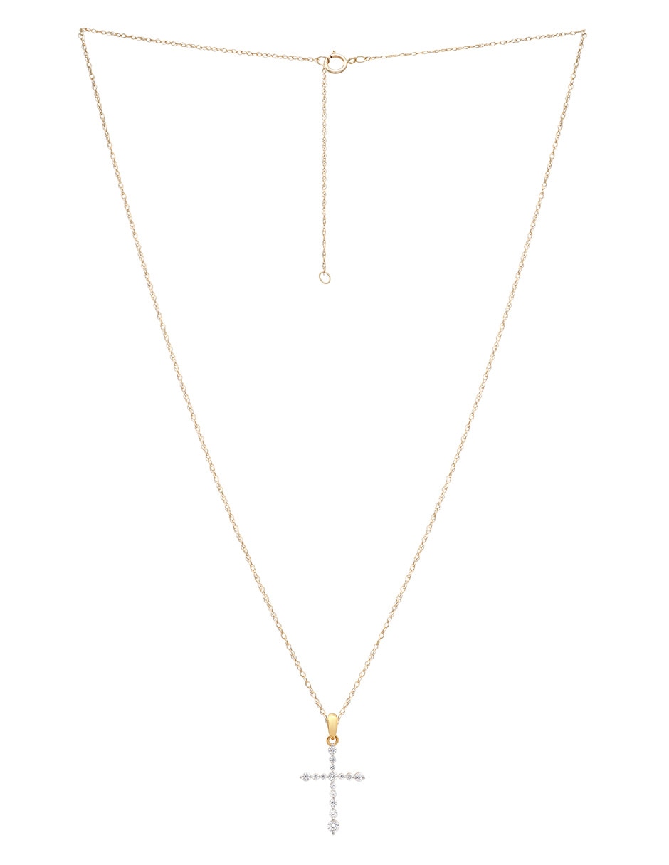 Collar de cruz Mjj Brilliant Inc de Oro 14 K
