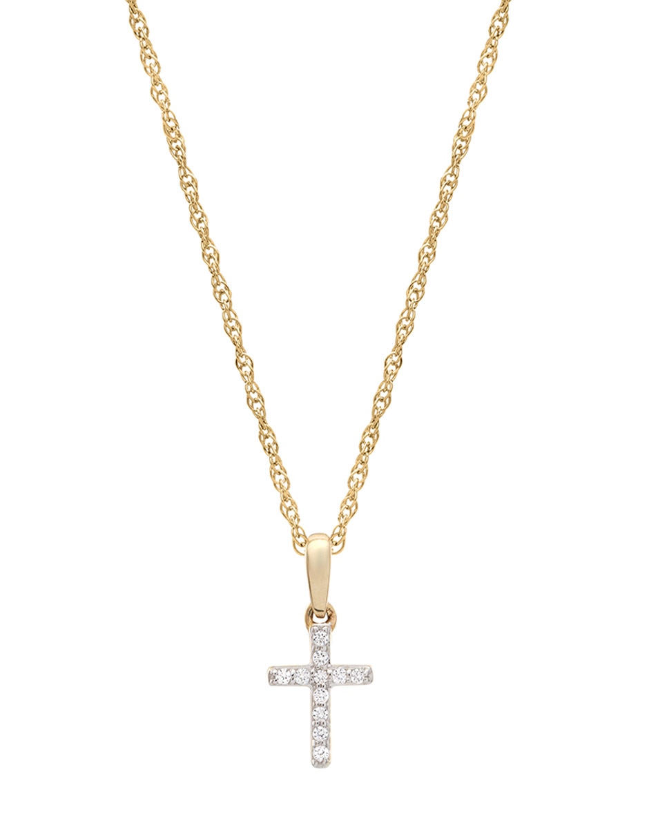Collar de cruz Mjj Brilliant Inc de oro amarillo 14 K
