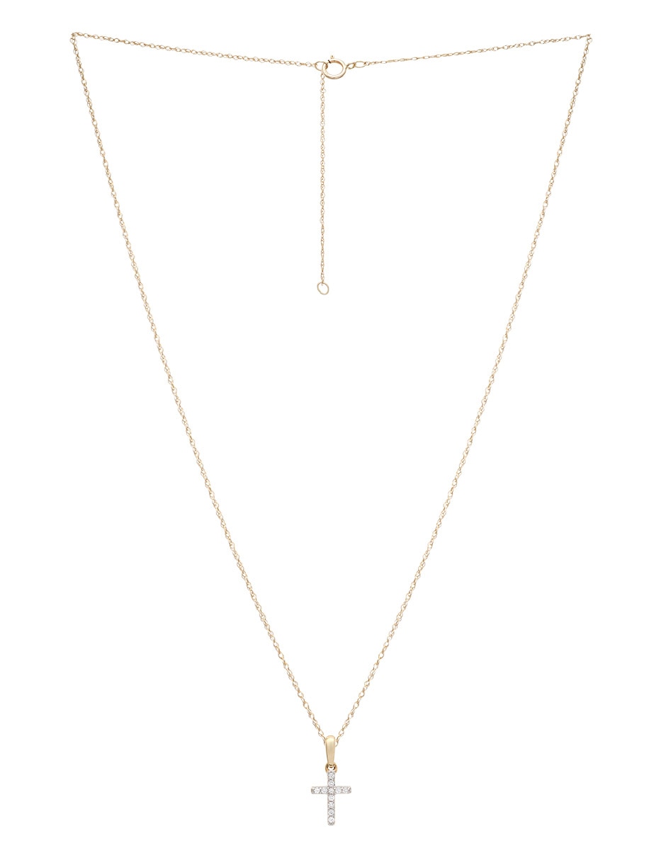 Collar de cruz Mjj Brilliant Inc de oro amarillo 14 K