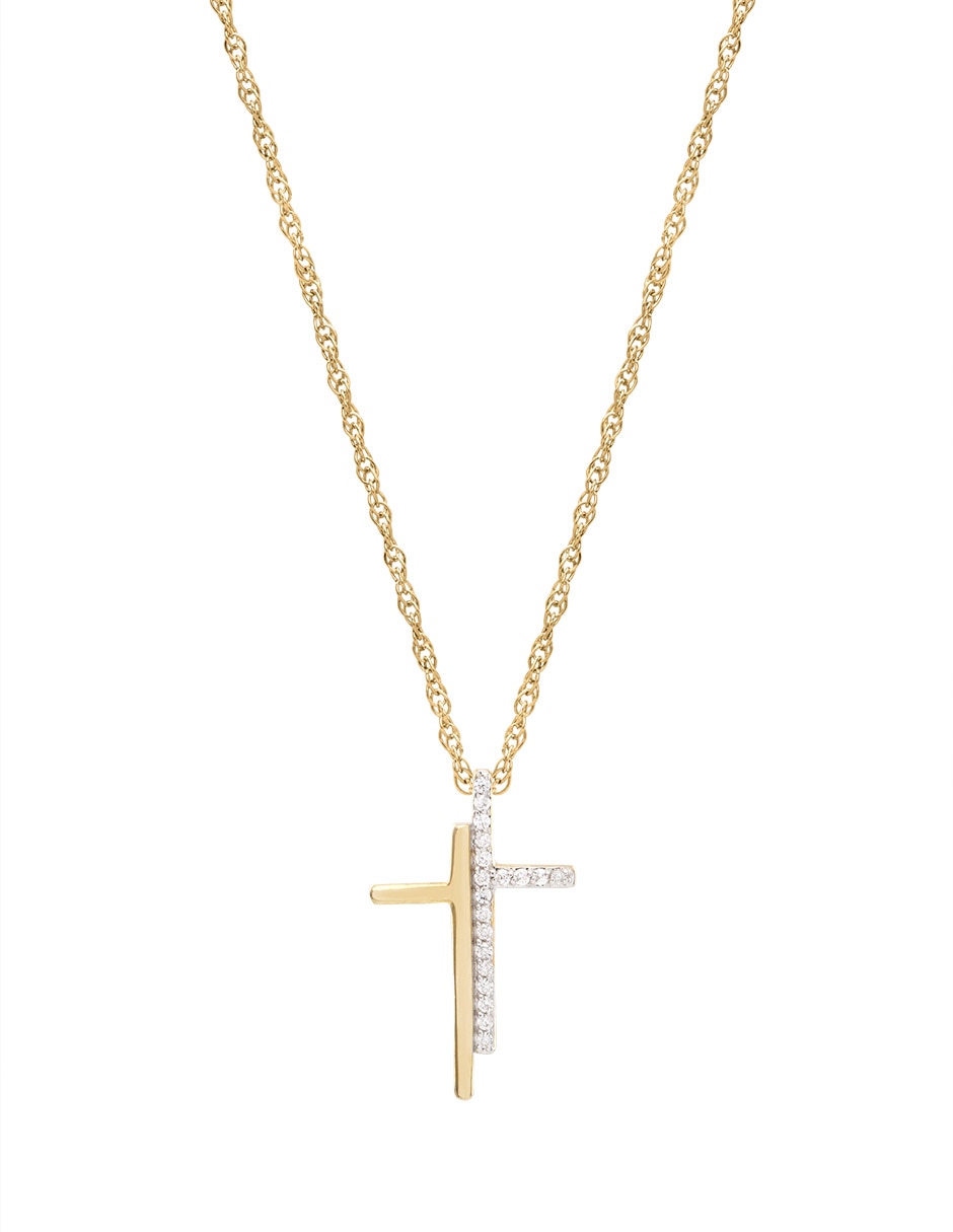 Collar de cruz MJJ Brilliant Inc de oro 14 K