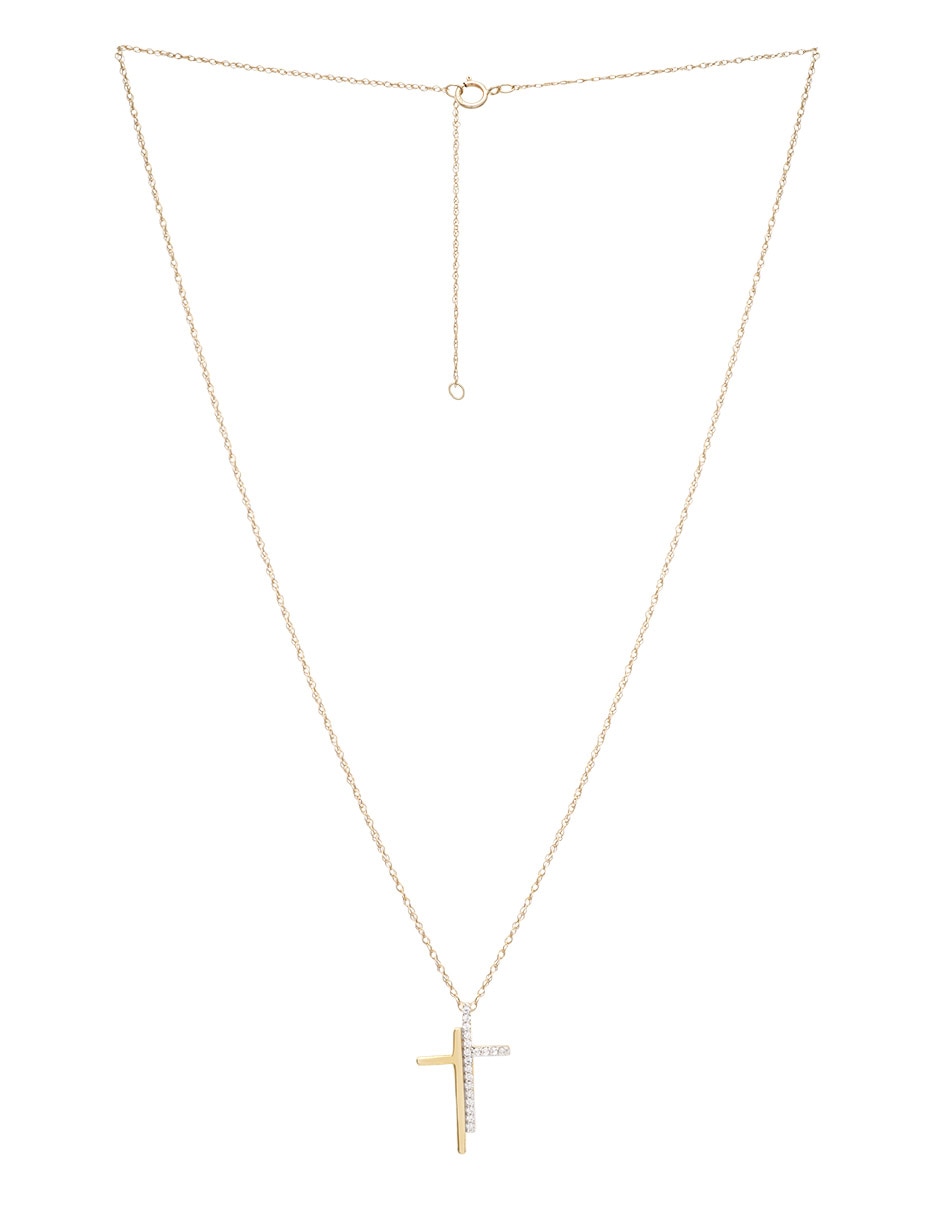 Collar de cruz MJJ Brilliant Inc de oro 14 K